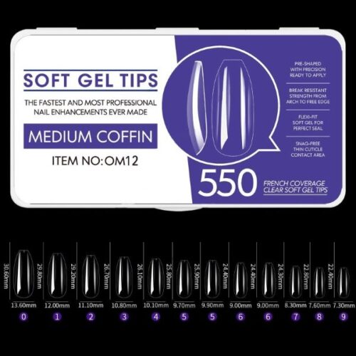 Gel tips 550 pcs. rounded square JP50 12