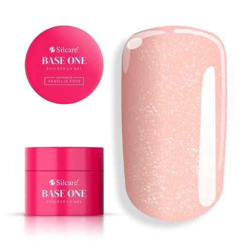 SHIMMER VANILLA ROSE 100 gr UV строительный гель для ногтей Base one. Silcare