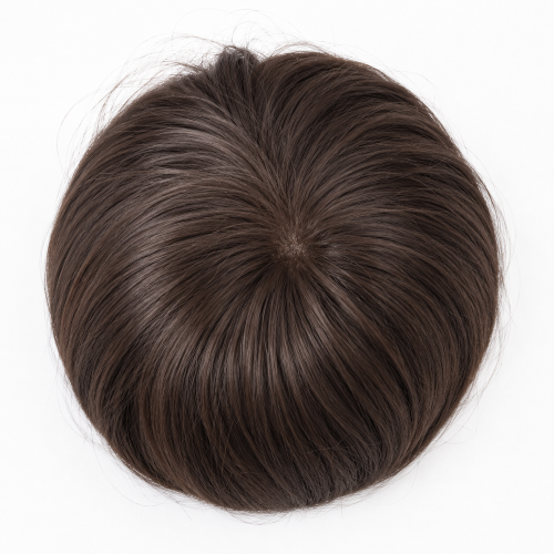 Hair Topper made from natural hair, Brown, straight