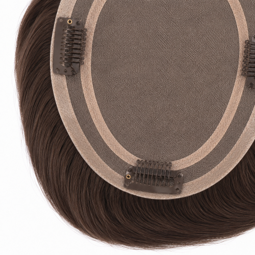 Hair Topper made from natural hair, Brown, straight