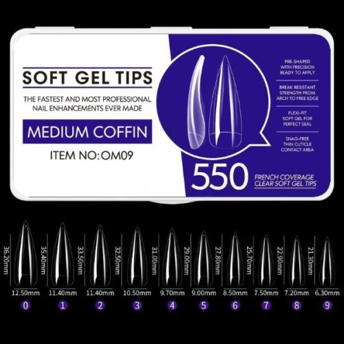 Gēla tipšu komplekts 550 gab. medium stiletto JP50 09